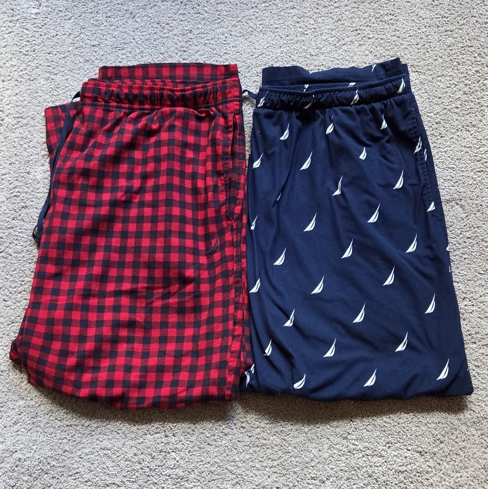Nautica Men's Red & Navy Blue Pajama Pants, Set Of 2, Size XXL